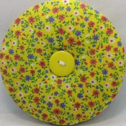 Yellow with Red and Blue Flowers